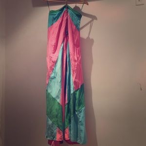 Spring color block maxi dress